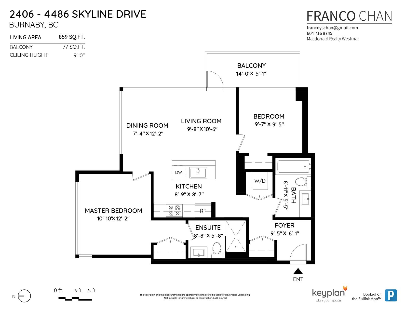 2406 - 4485 Skyline Drive, Burnaby - Floor Plan - SOLD by Franco Chan