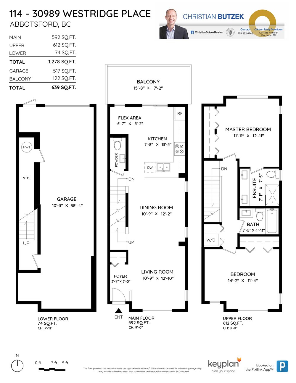 Floor Plan for a 2 Bedroom Townhouse in 
