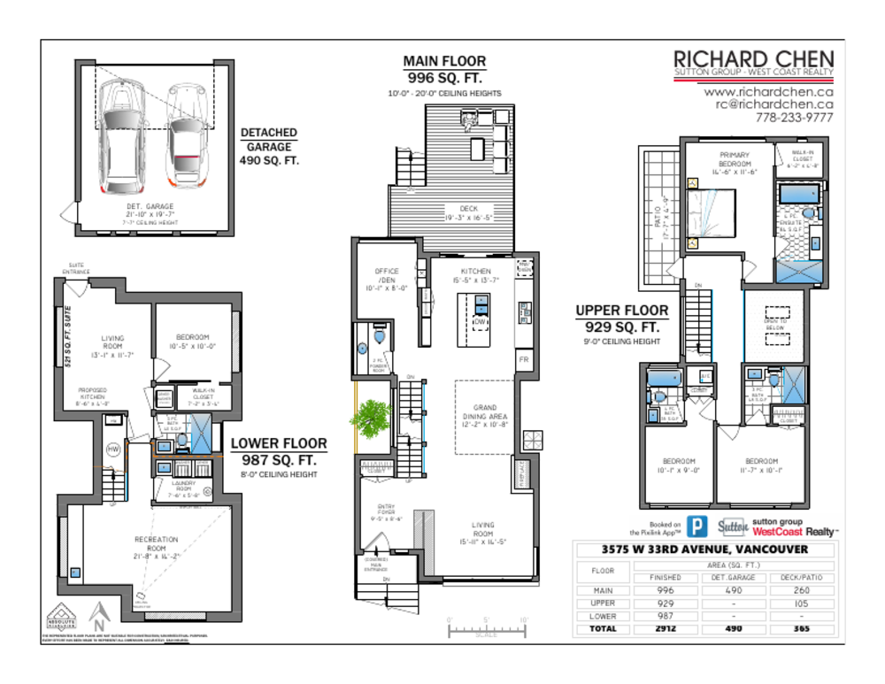 Floor Plan for a 4 Bedroom House in Vancouver
