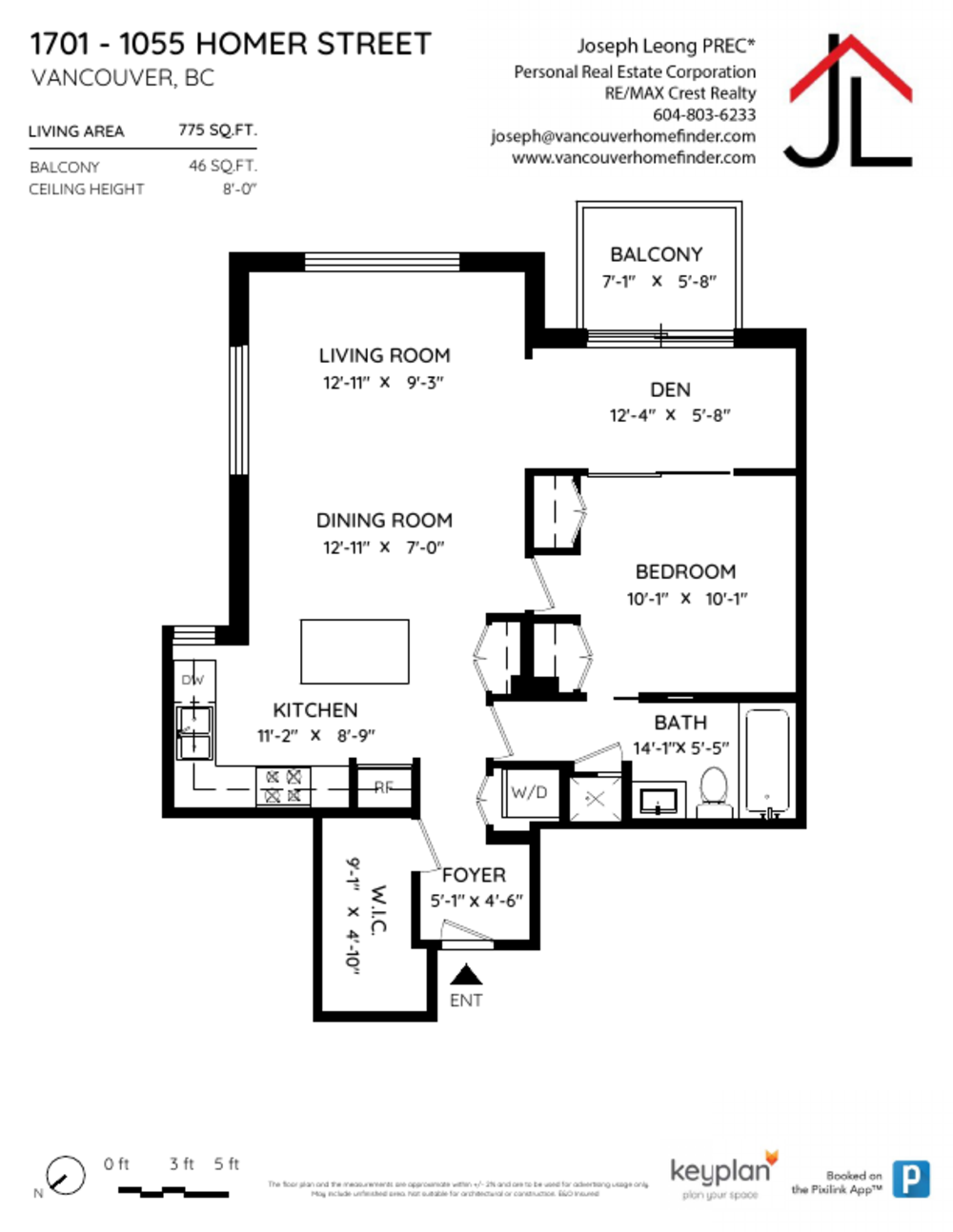 Floor Plan for a 1 Bedroom Apartment in Vancouver