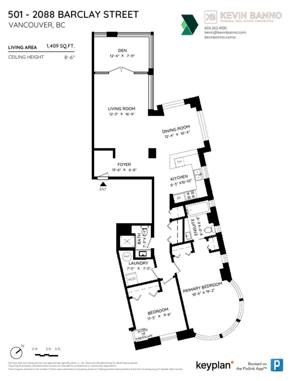 Floor Plan for a 2 Bedroom Apartment in Vancouver
