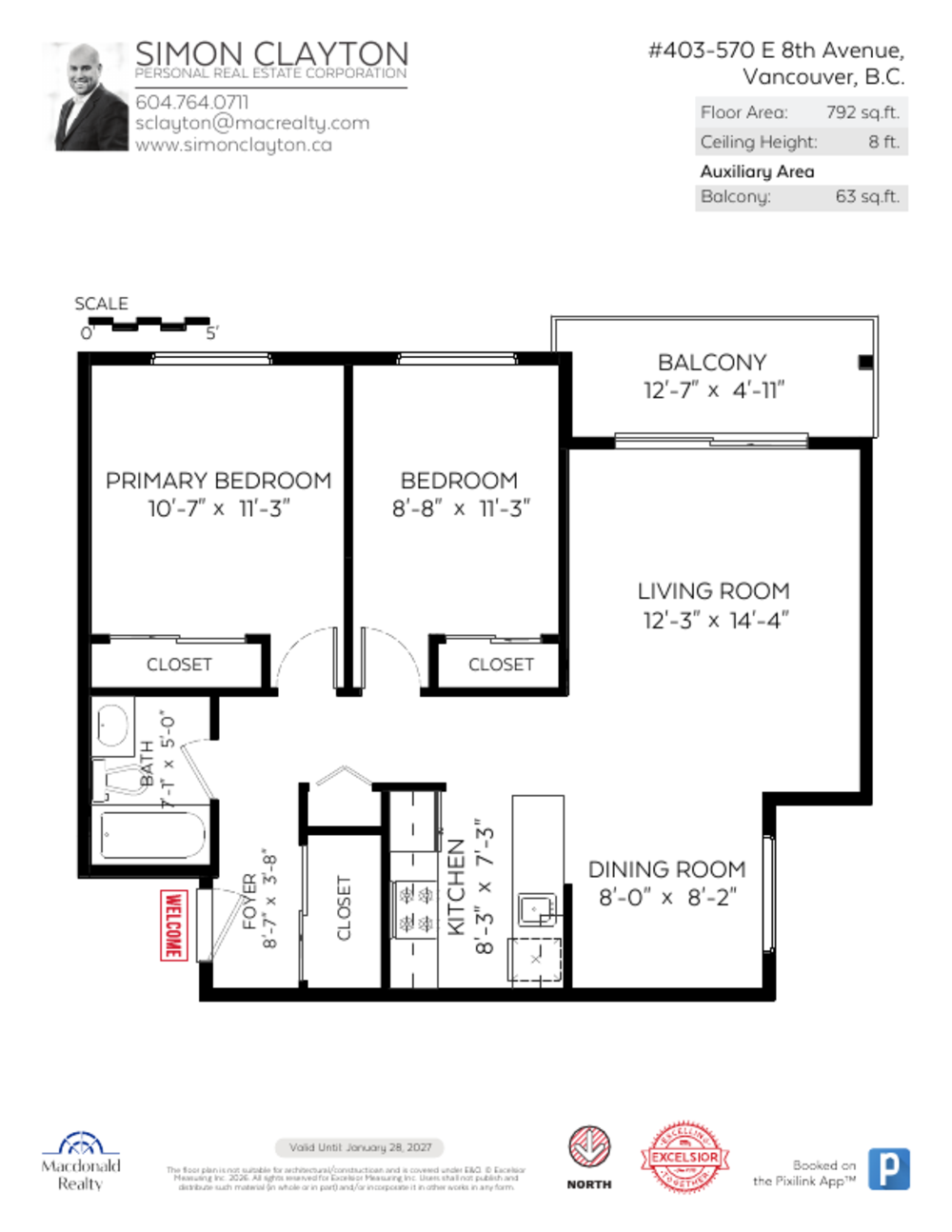 Floor Plan for a 2 Bedroom Apartment in Vancouver